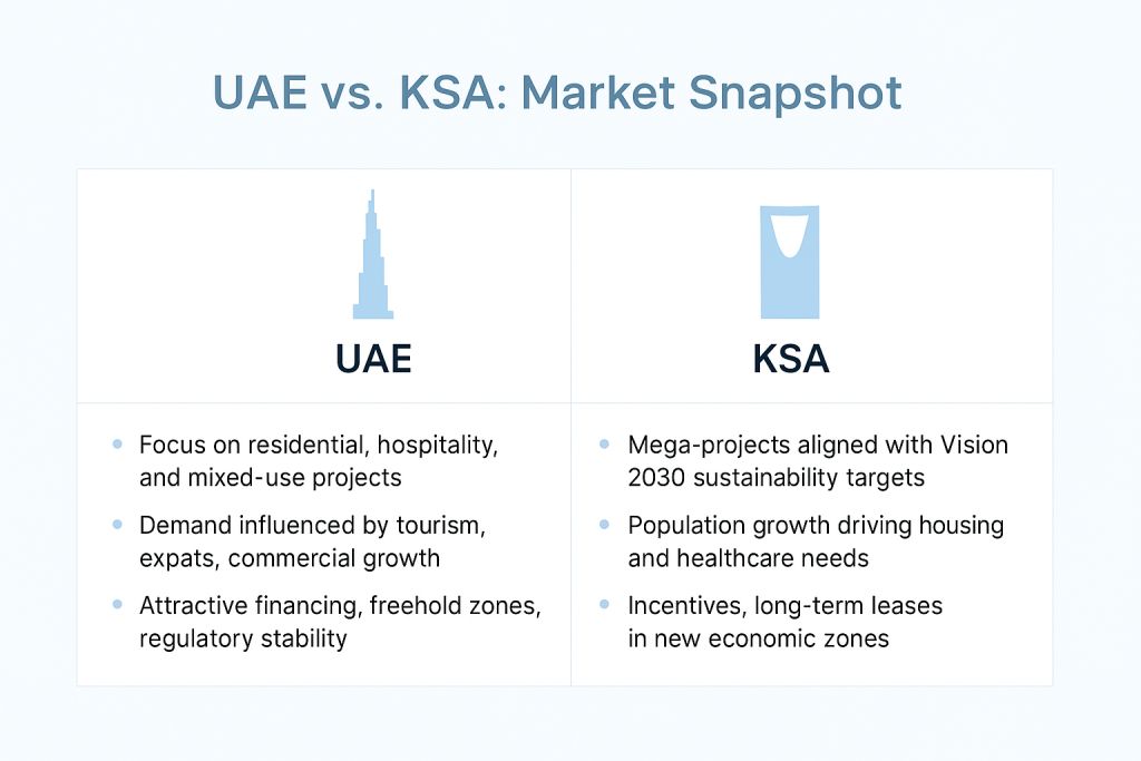 Construction real estate development feasibility UAE vs KSA